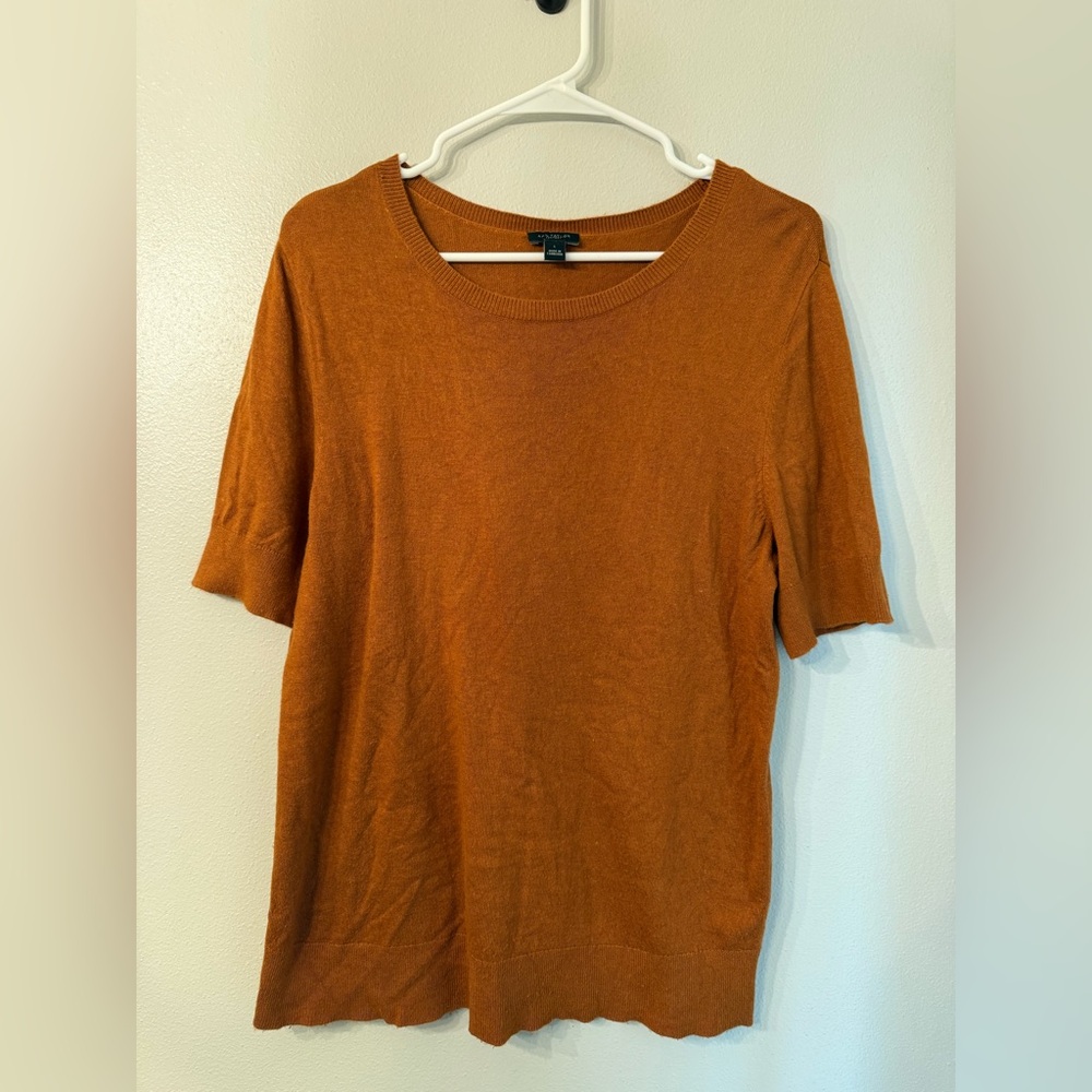 Ann Taylor Burnt Orange Short Sleeve Knit Sweater Tee